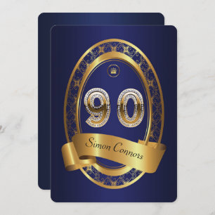 90., Geburtstags-Party-Frauenmann, elegante Farbe Einladung