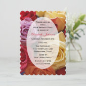 90. Geburtstags-Party-multi FarbRosen Einladung (Stehend Vorderseite)