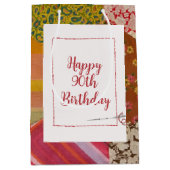 90. Geburtstags-Quilt-Muster mit Nadel Mittlere Geschenktüte (Vorderseite)