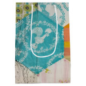 90. Geburtstags-Quilt-Muster mit Nadel Mittlere Geschenktüte (Rückseite)