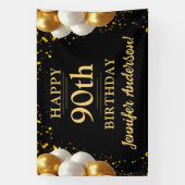 90. Geburtstags Schwarz-Gold-Feier Banner (Vertikal)