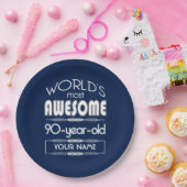 90. Geburtstags-Weltgut fabelhaftes dunkelblaues Pappteller (Party)