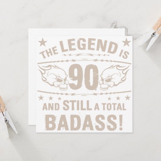 90. GeburtstagsBadass Karte (Vorderseite/Rückseite Beispiel)
