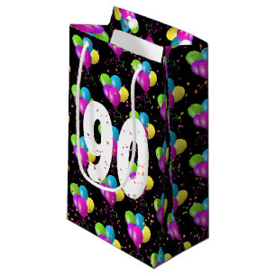 90. Geburtstagsballons und Confetti kleine Geschen Geschenktüte