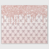 90. Geburtstagsblush Rose Goldname Tropfen Geschenkpapier (Flach)