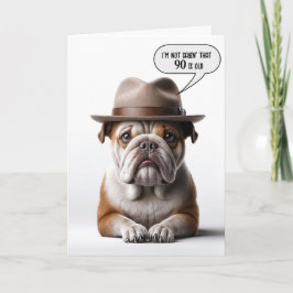 90. Geburtstagsbulldog mit Fedora Karte