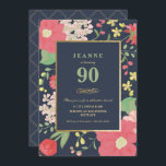 90. Geburtstagseinladung - Gold, elegante Flora Einladung<br><div class="desc">Die elegante und stilvolle 90. Geburtstagsfeier lädt zu einem individuellen besondere Anlass ein. Es verfügt über eine Blumengrenze sowie einen Goldrahmen und Goldakzente. Die Hintergrundfarbe und der Text können nach Ihren Wünschen geändert werden. Eine perfekte Einladung zum Geburtstag eines Erwachsenen.</div>