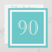 90. Geburtstagsfeier - Aqua Einladung (Vorne/Hinten)