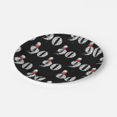 90. Geburtstagsfeier Ballons auf schwarz Pappteller (Schrägansicht)