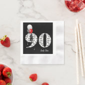 90. Geburtstagsfeier Ballons auf schwarz Serviette (Beispiel)