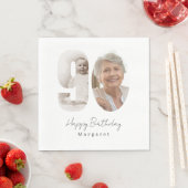 90. Geburtstagsfeier Benutzerdefinierte Fotopapier Serviette (Beispiel)