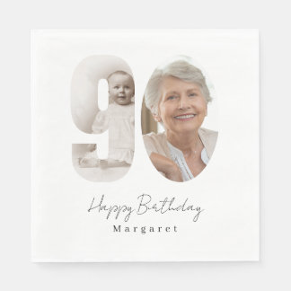 90. Geburtstagsfeier Benutzerdefinierte Fotopapier Serviette