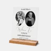 90. Geburtstagsfeier Custom Foto Monogram Acrylschild (Winkel)