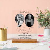 90. Geburtstagsfeier Custom Foto Monogram Acrylschild (Hochzeit)