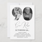 90. Geburtstagsfeier Custom Foto Monogram Einladung (Vorderseite)