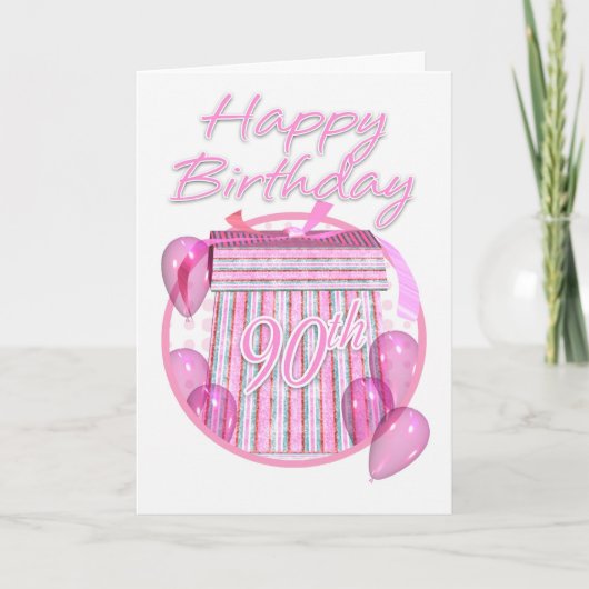 90. Geburtstagsfeier Geschenkboxen - Rosa - Geburt Karte (Vorderseite)