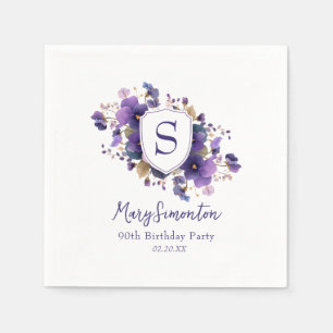 90. Geburtstagsfeier Klassisches Monogrammwappen Serviette