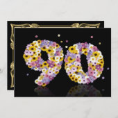 90. Geburtstagsfeier mit Blumenbriefen Einladung (Vorne/Hinten)