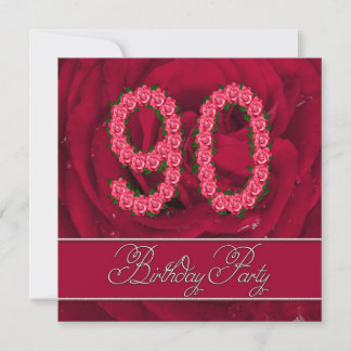90. Geburtstagsfeier mit Rose Einladung