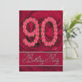 90. Geburtstagsfeier mit Rose Einladung (Stehend Vorderseite)