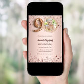 90. Geburtstagsfeier Rose Goldstars Foto Einladung