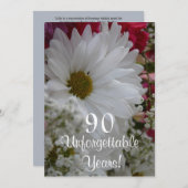 90. Geburtstagsfeier/White Daisy Bouqet Einladung (Vorne/Hinten)