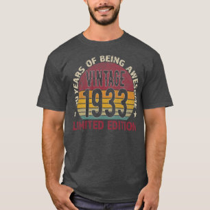 90. Geburtstagsgeschenk Männer Vintage 1933 90 Jah T-Shirt