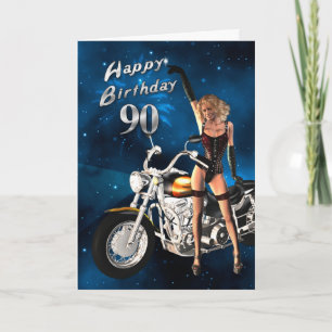 90. Geburtstagskarte mit Motorrad Karte