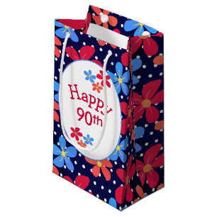 90. Geburtstagskäse auf Polka Dots Kleine Geschenktüte