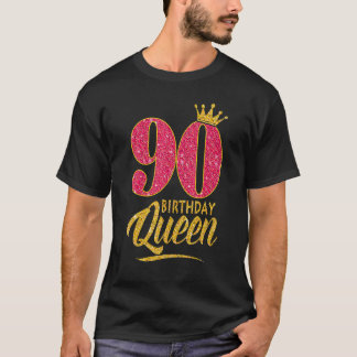 90. Geburtstagskönigin 90 Jahre Altes Mädchen Kron T-Shirt