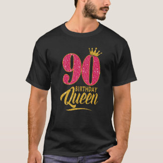90. Geburtstagskönigin 90 Jahre Altes Mädchen Kron T-Shirt