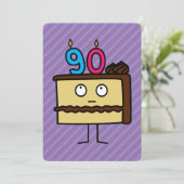 90. Geburtstagskuchen mit Kerzen Einladung (Stehend Vorderseite)