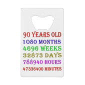 90. Geburtstagsmindestplätze Geldbeutel Flaschenöffner (Vorderseite)