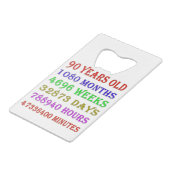 90. Geburtstagsmindestplätze Geldbeutel Flaschenöffner (Vorderseite Schrägansicht)