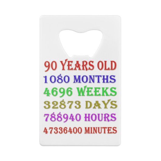 90. Geburtstagsmindestplätze Geldbeutel Flaschenöffner (Rückseite)