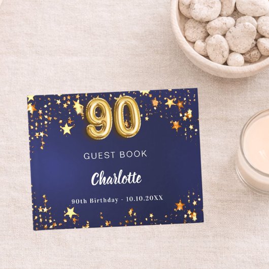 90. Geburtstagsnacht blaue Goldsterne Gästebuch