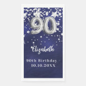 90. Geburtstagsnacht blaue Silberstars Serviette (Vorderseite)