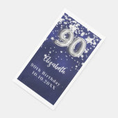 90. Geburtstagsnacht blaue Silberstars Serviette (Ecke)