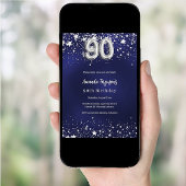 90. Geburtstagsnavy blauen Silberstars Einladung