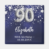 90. Geburtstagsnavy blauen Silberstars Magnet (Vorne)