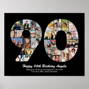 90. Geburtstagsnummer 90 Fotocollage Geschenk Poster