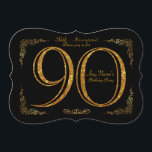90. Geburtstagsparty 90., großartiges Gatsby, schw Einladung<br><div class="desc">"90.",  "Geburtstagsparty Woman-Man 90.",  "90.",  "großartiger Gatsby",  "schwarz & gold",  "zweiseitig",  "Zahlenwert",  "elegant",  "bearbeitbarer Text",  "alle möglichen Formen verfügbar",  "beliebige Form",  "Form normal",  "abgerundet",  "Formblech",  "gestanzulagelt" "Gestaltkarte",  "Gestell-Tag"</div>