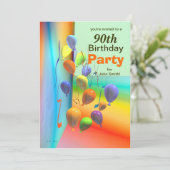 90. Geburtstagsparty Ballon Wall Einladung (Stehend Vorderseite)