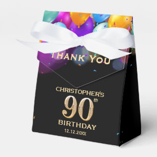 90. Geburtstagsparty Black and Gold Ballons Geschenkschachtel