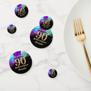 90. Geburtstagsparty Black and Gold Confetti Konfetti