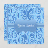 90. Geburtstagsparty | Blau, Silber und Weiß Einladung (Vorne/Hinten)