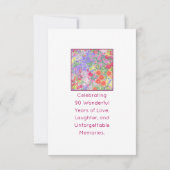 90. Geburtstagsparty Blumenstrauß Dankeschön Karte (Rückseite)