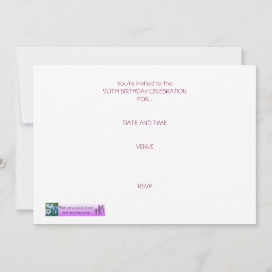 90. Geburtstagsparty - Blumenstrauß Einladung (Rückseite)