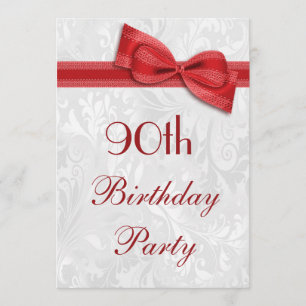 90. Geburtstagsparty Damask und Imitate Bow Einladung