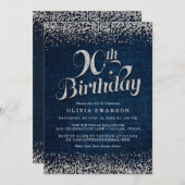 90. Geburtstagsparty Denim & Diamonds Einladung (Vorne/Hinten)